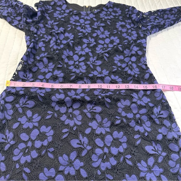 DKNY Elegant Floral Lace Long Sleeve Dress in Purple - Picture 7 of 15